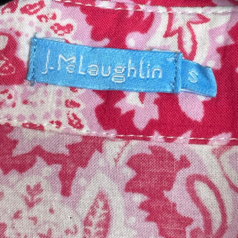J. McLaughlin Size S 3/4 Sleeve Button Popover Pink White Floral Sheath Dress - Picture 3 of 8